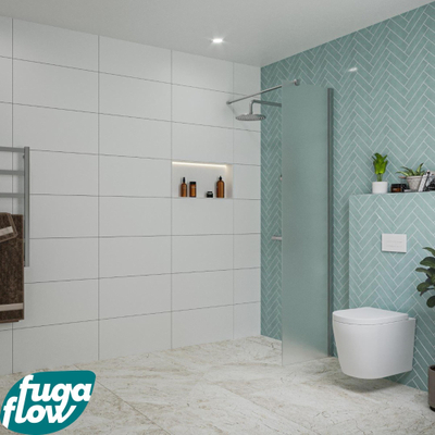 FugaFlow Eccelente Vetro inloopdouche badkamer - 50x200cm - mat glas - wandarm - chroom