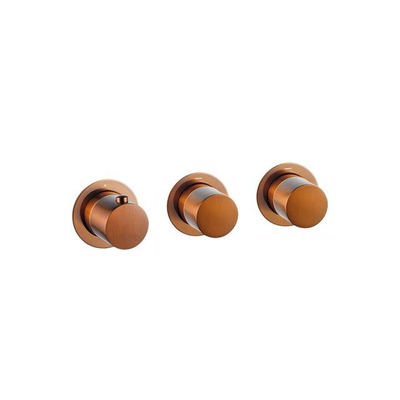Fortifura Nebbio Badcombinatie-set - thermostaatkraan - inbouwdeel - 2x uitbreiding inbouwdeel - wandaansluitbocht - metalen doucheslang - ronde handdouche - uitloop - geborsteld koper