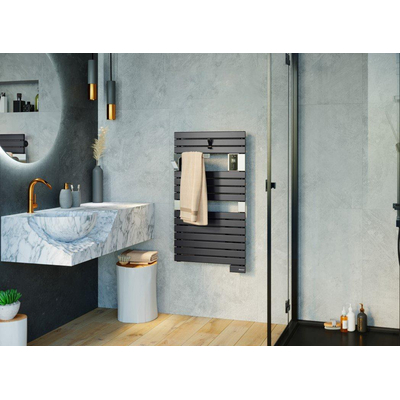 SAUTER Asama Radiateur électrique 55x103.2cm connected avec sèche serviette 500watt Vertical acier Anthracite