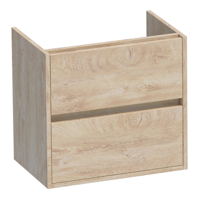 BRAUER Adore meuble sous-lavabo peu profond - 60x39x55cm - 2 tiroirs à fermeture en douceur - sans poignée - 1 découpe pour siphon - Forest Wheat
