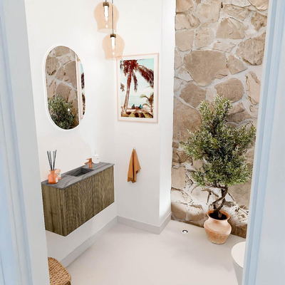 Mondiaz JOYA-DLUX 70cm toiletmeubel - kleur Dusk - Wastafel FAYE positie Midden 1 kraangat kleur Sombra.