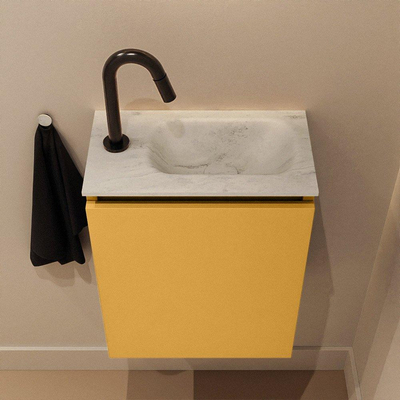 MONDIAZ TURE-DLUX meuble de toilettes 40 cm Ocher. EDEN lavabo Opalo position droite. Avec 1 trou de robinet.