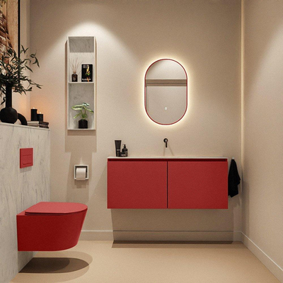 MONDIAZ TURE-DLUX 120cm toiletmeubel Fire. EDEN wastafel Opalo positie midden. Zonder kraangat.