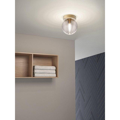 Astro Tacoma Surface Wandlamp/Plafondlamp - 230V - IP44 - bol - geribbeld - helder glas - messing (goud)