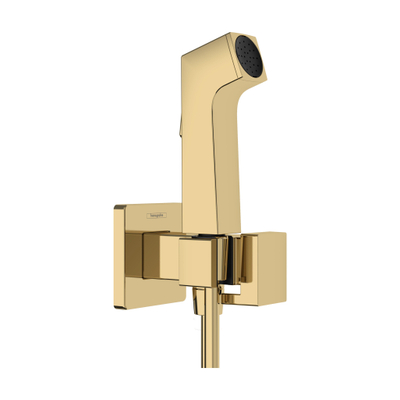 Hansgrohe Bidette bidet handdouche - 1jet e ecosmart v. koud waterm. Porter douchehouder en doucheslang 125cm - polished gold optic