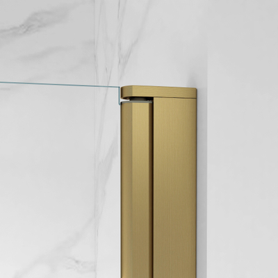 Fortifura Galeria Porte de douche - 90x200 - Profil - verre de sécurité - anti-calcaire - Laiton brossé PVD (Or)