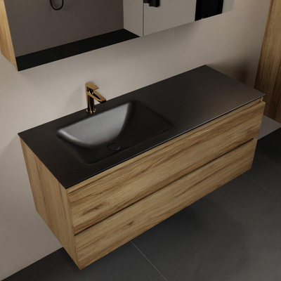 Mondiaz AIVY Ensemble de meuble - 120x45x50cm - 1 trou de robinet - 1 vasque Urban Solid surface - Gauche - 2 tiroirs - avec armoire de toilette - Melamine Chai