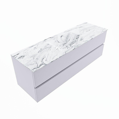 MONDIAZ VICA-DLUX Badkamermeubelset - 150cm - onderkast cale- 2 lades - inbouw wastafel cloud midden - 1 kraangat - 60cm hoge versie - glace