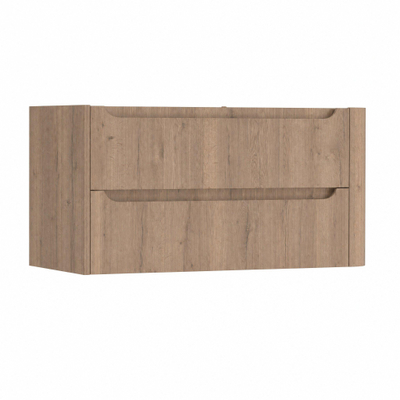 H&R Badmeubelen Juice Wastafelonderkast - 100x45x50cm - rechterhoek afgerond - 2 lades - geïntegreerde greep - charleston