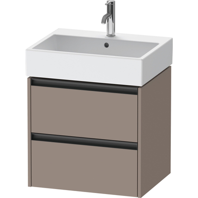 Duravit Ketho.2 Wastafelonderbouwkast - met 2 laden - 58.4x46x54.9cm - met grepen antraciet - basalt mat