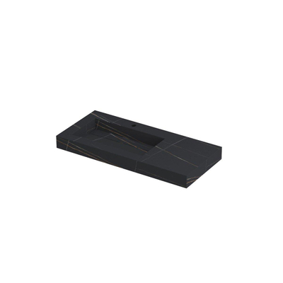 INK Pitch wastafel - 100x45x9cm - 1 wasbak links - 1 kraangat - drain keramiek Lauren black mat