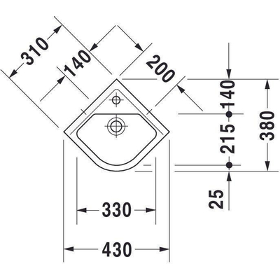 Duravit Starck 3 Hoekfontein - 43x38.5cm - wit