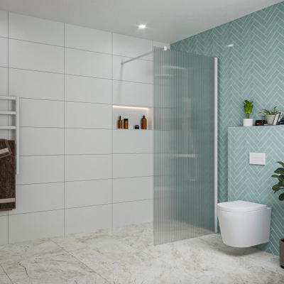 FugaFlow Eccelente Vetro Douche à l'italienne - 90x200cm - verre nervuré - Blanc mat