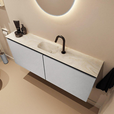 MONDIAZ TURE-DLUX Meuble toilette - 120cm - Plata - EDEN - vasque Ostra - position centrale - 1 trou de robinet