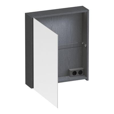BRAUER Impress Deluxe spiegelkast – 59x70x15 cm – LED-verlichting – linksdraaiende – Timber Grey
