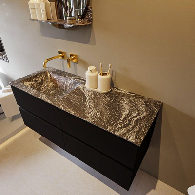 Mondiaz VICA-DLUX ensemble de meuble de salle de bain - 120cm - meuble sous-vasque urban - 4 tiroirs - lavabo encastré cloud gauche - sans trous de robinet - miroir modèle spot - version XL 60cm haut - lave