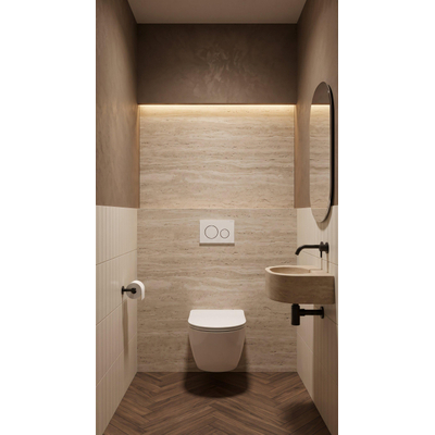 QeramiQ Dely Toiletset - 36.3x51.7cm - Geberit UP720 inbouwreservoir - rimless - diepspoel - 35mm zitting - softclose - bedieningsplaat glans wit - ronde knoppen - glans wit