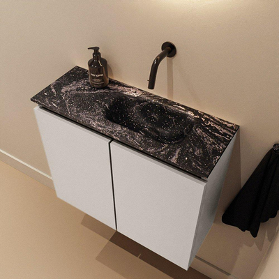 MONDIAZ TURE-DLUX 60cm toiletmeubel Linen. EDEN wastafel Lava positie rechts. Zonder kraangat.