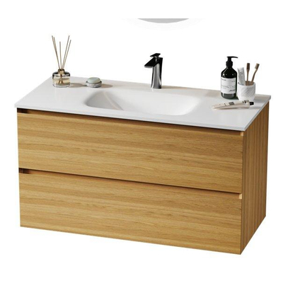 Saniclass Terra Wastafelonderkast - 100cm - 2 lades - sandwood
