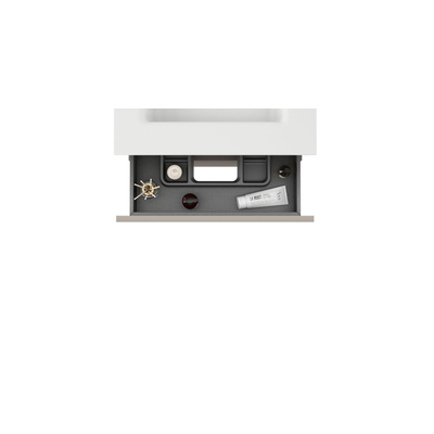 Saniclass Chaci Ensemble meuble de salle de bains - 60x46x55cm - lavabo céramique noir - 1 vasque - 1 trou de robinet - 2 tiroirs - armoire de toilette - cotton mat (beige)