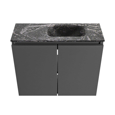 MONDIAZ TURE-DLUX 60cm toiletmeubel Dark Grey. EDEN wastafel Lava positie rechts. Met 1 kraangat.