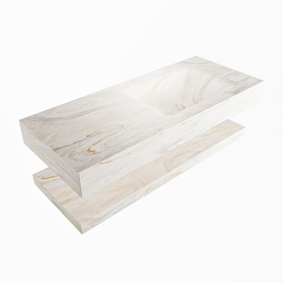 MONDIAZ ALAN - DLUX Badkamermeubelset - 110cm - planchet met vrijhangende wastafel - wasbak rechts - 1 kraangat - Ostra