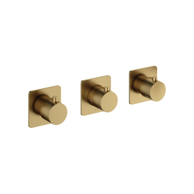 Hotbath Gal Afbouwdeel - voor inbouwdouchethermostaat - met 2 stopkranen Horizontaal/verticaal - PVD - geborsteld messing (goud)