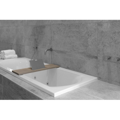 Looox Wood collection tablette de bain 88cm avec support noir mat chêne noir mat