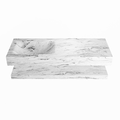 MONDIAZ ALAN - DLUX Badkamermeubelset - 120cm - planchet - Glace - vrijhangende wastafel - wasbak links - 1 kraangat - Glace