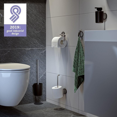 Tiger Tune Porte-rouleaux de réserve - 2 rouleaux - modèle mural - autocollant - acier inoxydable brossé/noir