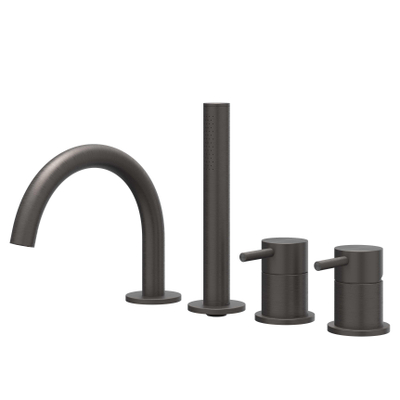 IVY Concord Combinaison pour bord de baignoire - 4 voies - mitigeur - bec pivotant - douchette extractible - RVS316 - carbone noir brossé PVD