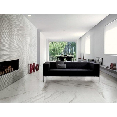 Fap Ceramiche wand- en vloertegel - 30x60cm - 10mm - Rechthoek - gerectificeerd - Marmerlook - Wit/zwart mat