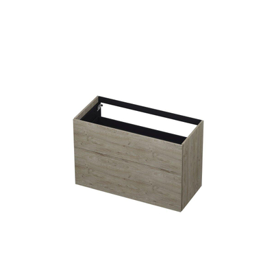 INK Wastafelonderkast - 100x45x65cm - 2 lades - push to open - met rechte opdekfronten - MFC - Greige eiken