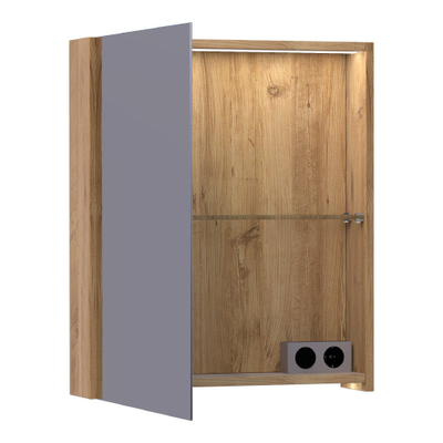 BRAUER Dual Armoire de toilette 59x70x15cm éclairage intégré rectangulaire 1 portes pivotantes MFC Old Castle