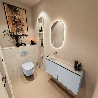 MONDIAZ TURE-DLUX 100cm toiletmeubel Clay. EDEN wastafel Ostra positie links. Zonder kraangat.