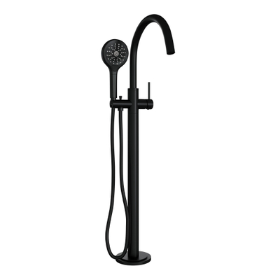 BRAUER Black Edition Staande Badkraan - handdouche rond 3 standen - 2 gladde knoppen - inclusief inbouwdeel - PVD - mat zwart