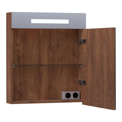 BRAUER Promise armoire de toilette – 59 x 70 x 15 cm – LED directe – ouverture à droite – Forest Cacao