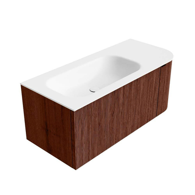 Mondiaz KURVE Ensemble de meuble salle de bain - 105x46x40cm - 1 tiroir - 1 porte - lavabo en solid surface - gauche - sans trou de robinet - Ruby