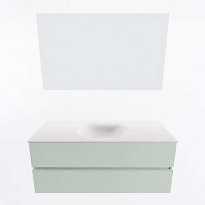 Mondiaz VICA ensemble de meuble de salle de bain - 120cm - meuble sous-vasque greey - 2 tiroirs - lavabo moon milieu - sans trous de robinet - couleur talc - miroir LED - version XL 60cm de haut