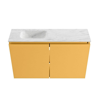 MONDIAZ TURE-DLUX 80cm toiletmeubel Ocher. EDEN wastafel Opalo positie links. Zonder kraangat.