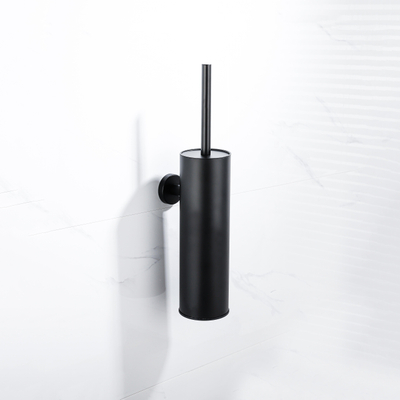 Fortifura Calvi toiletborstelhouder - gesloten model - wand - rond - mat zwart OUTLETSTORE