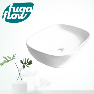 FugaFlow Efficiente Arredo Waskom opbouw - 50x40x15cm - zonder overloop - rechthoek - keramiek - glanzend wit