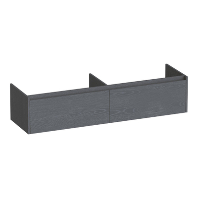 BRAUER Embrace wastafelonderkast - 159.8x35x45.5cm - 2 softclose lades - greeploos - 2 sifon uitsparingen - Timber Grey