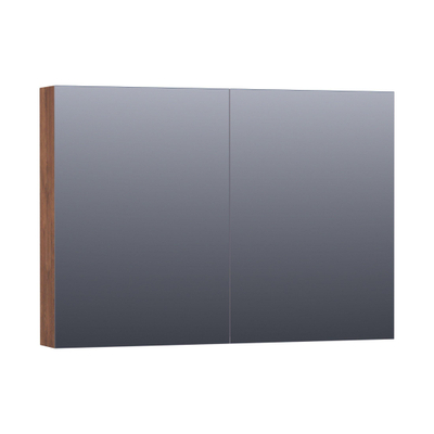 BRAUER Impress Deluxe armoire de toilette - 100x70x15cm - éclairage interne et externe - 2 portes miroir double face - Forêt Cacao