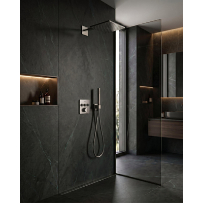 GROHE Smartcontrol Regendoucheset Inbouw - inbouwboxen - antraciet knoppen - hoofddouche vierkant - staafhanddouche - geborsteld supersteel