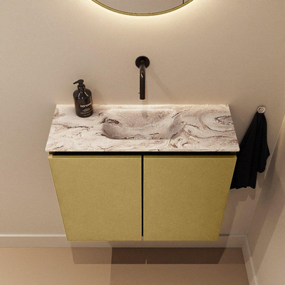 MONDIAZ TURE-DLUX Meuble de toilettes 60 cm Oro. Lavabo EDEN Glace position milieu. Sans trou de robinet.