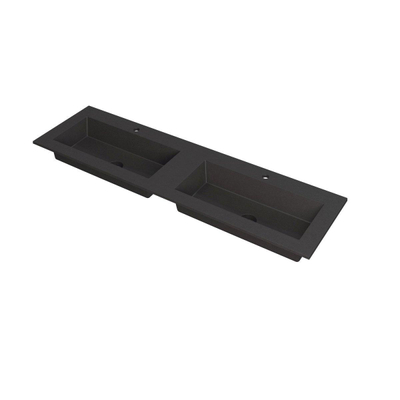 INK Kraft wastafel - 160x45x1cm - 2 wasbakken - 2 kraangaten - Quartz zwart