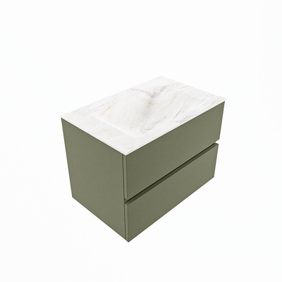 Mondiaz VICA-DLUX Ensemble de meuble de salle de bain - 70cm - meuble sous-vasque armée - 2 tiroirs - lavabo encastré nuage milieu - 1 trou de robinet - version haute de 60cm - ostra