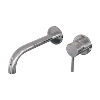 BRAUER Chrome Carving Wastafelmengkraan inbouw - gebogen uitloop links - hendel lang smal carving - inclusief inbouwdeel - model A 1 - chroom
