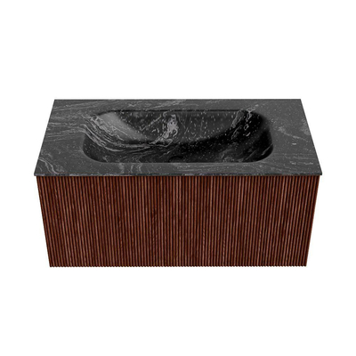Mondiaz KURVE-DLUX Badkamermeubelset - 90x46x40cm - 1 lade - wastafel solid surface - midden - zonder kraangat - Ruby